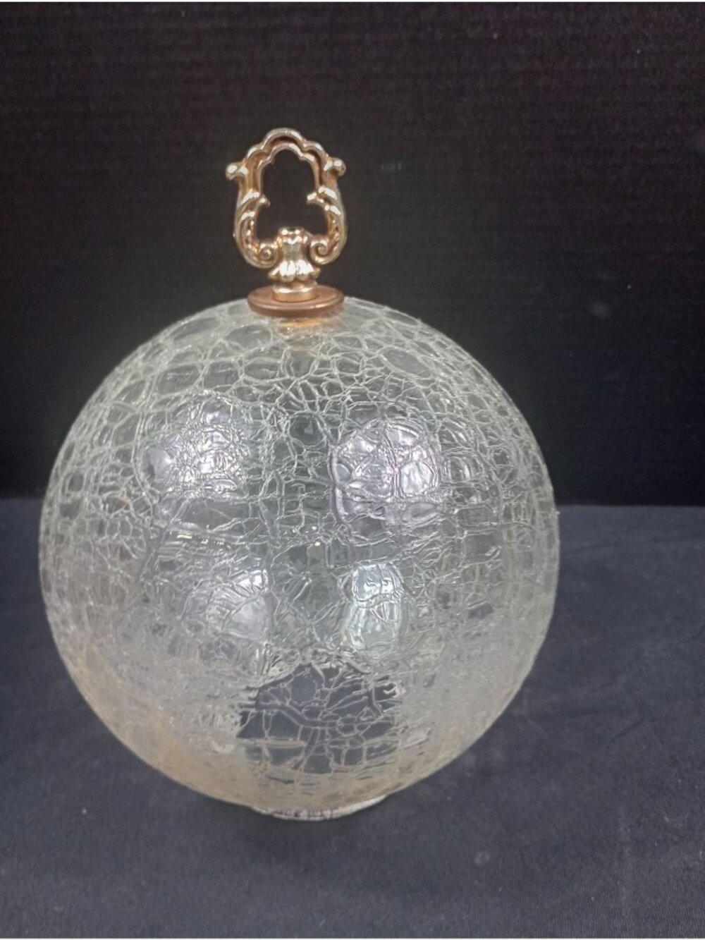 Vintage MCM Hollywood Regency Round Clear  Crackled Glass Swag Lamp/Ceiling Glob